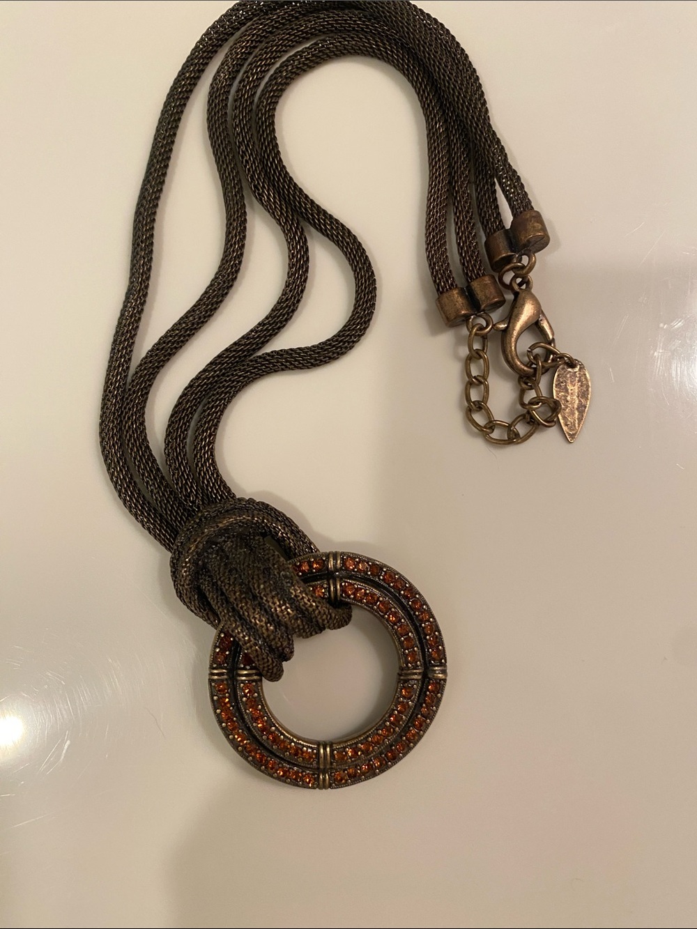Coldwater Creek Bronze-Tone Multi-Strand Necklace with Amber Stones
